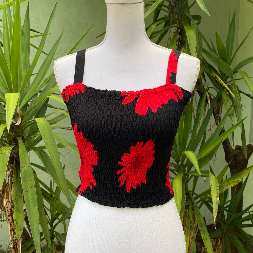 Y2K Crop Tank Top Red and Black